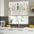 thumbnail image 4 of Blue Pink Spring Floral Curtain Valances for Windows, Kitchen Valance Window Treatments Panel 2 Pack, Summer Tulip Botanical Rod Pocket Short Curtains for Bathroom Bedroom 60 x 18 Inch, 4 of 8