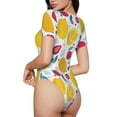 thumbnail image 3 of Daiia Strawberry Lemon print Women's Crew Neck Short Sleeve Bodysuit Fashion Tops Fit Casual Basic Extender Bodysuit-Large, 3 of 9