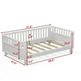 thumbnail image 3 of PORKISS Twin Size Bed with Fence for Kids, Solid Wood Twin Platform Bed Frame with Slats and Safety Guardrails for Girls Boys, Removable Guardrail, No Box Spring Needed, White #2, 3 of 11