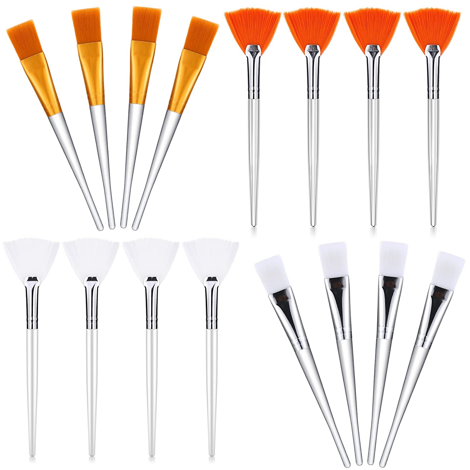 16 Pieces Face Mask Fan Brush Applicator Set Includes Soft Facial Fan