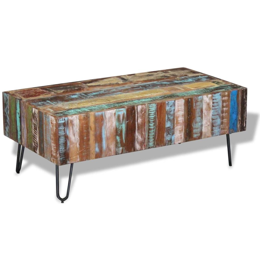 Kepooman Modern Rectangle Solid Reclaimed Wood Side End Accent Table for Bedroom Living Room, 39.4" x 19.7" x 15", Multi-color Kepooman Modern Rectangle Solid Reclaimed Wood Side End Accent Table for Bedroom Living Room, 39.4" x 19.7" x 15", Multi-color