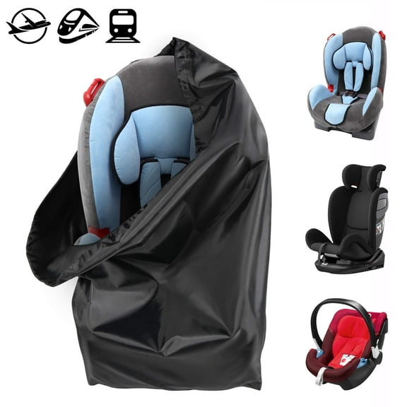 Fixdono Car Seat Travel Bag, Easy Carry Durable Seat Gate Check Bag, Carseat Travel Cover, Water Dirt Tear Resistant, Black, 1 Pack