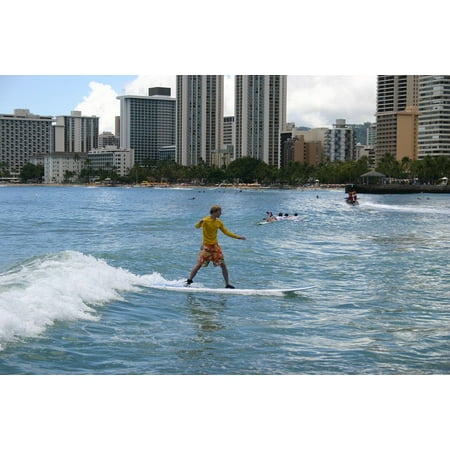 LAMINATED POSTER Hawaii Surfing Surfer Honolulu Poster Print 24 x (Best Hawaiian Island For Surfing)