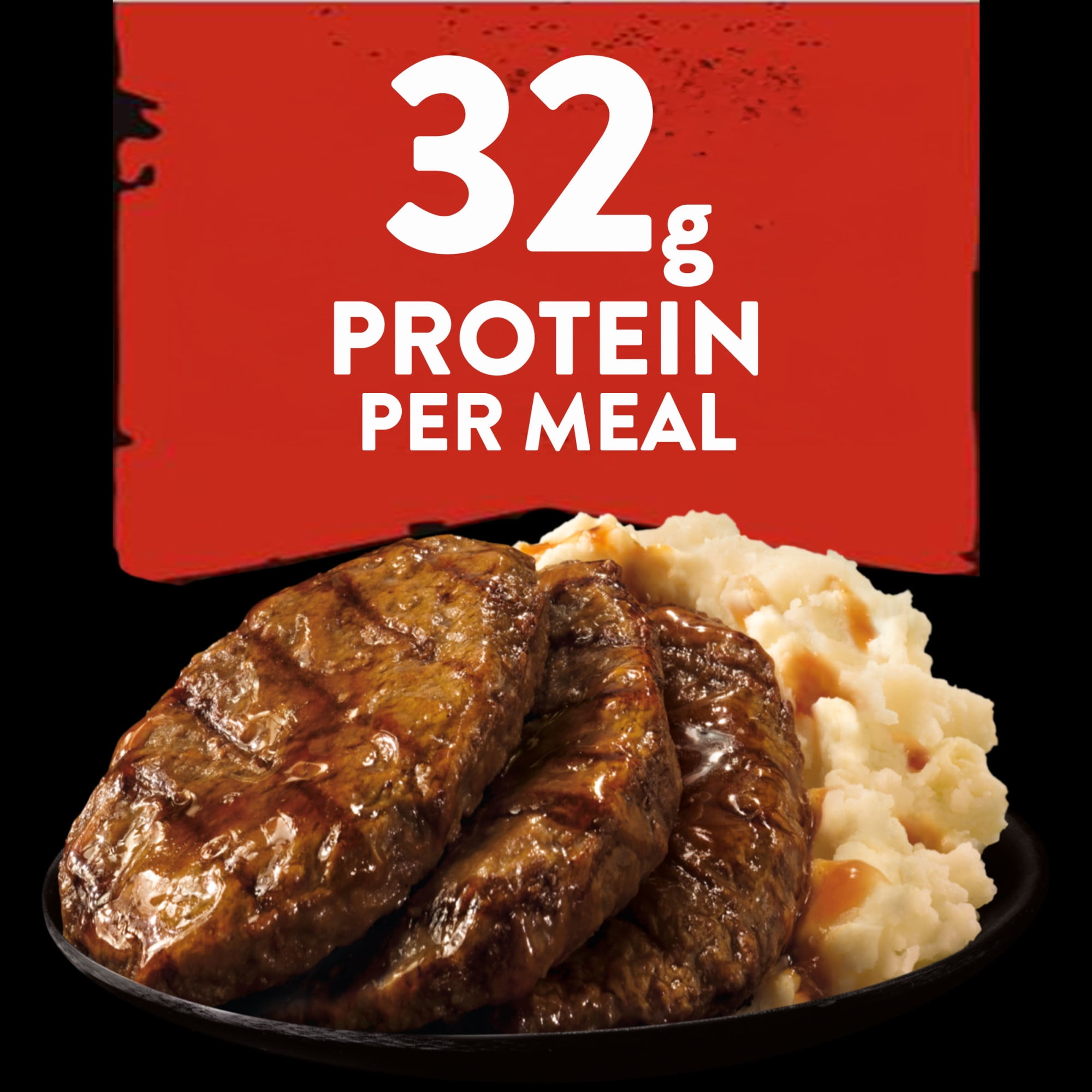 Banquet Mega Meals Salisbury Steak with Mashed Potatoes, 32g Protein, Frozen Meal, 16.95 oz.