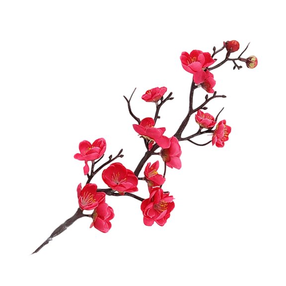 Artificial Plum Blossom Flower Branch, Cosmug Faux Floral Twig Sprig, Decorative Plant Pick, for Indoor Home Styling, Table Center Display and Vase Embellishment, Hot Pink