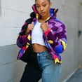 thumbnail image 2 of Unisex Long Sleeve Glossy Camouflage Bread Down Jacket Zipper Pockets Coat, 2 of 4