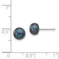 thumbnail image 3 of 14k White Gold 6-7mm Black Button Freshwater Cultured Pearl Stud Post Earrings, 3 of 3