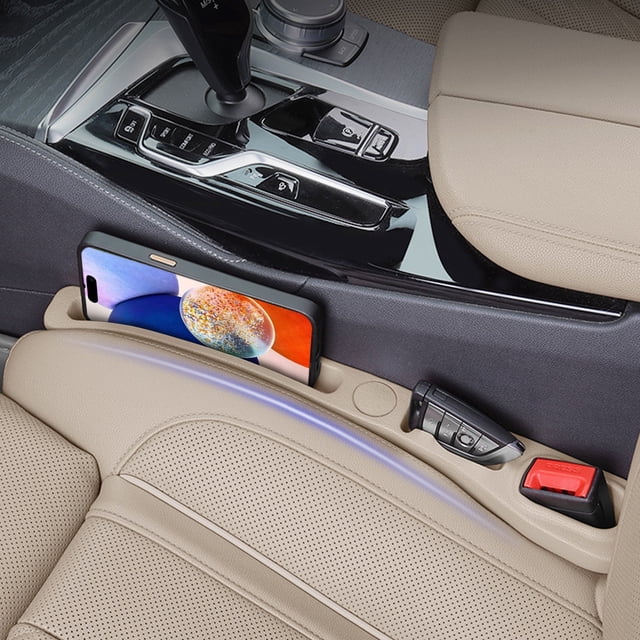 Car Seat Gap Filler, Universal Fit Seat Side Gap Filler with Organizer Stop Things from Dropping, Essential Car Interior Accessories, Fill the Gap Between Seat & Console Beige