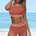 thumbnail image 2 of Huowey 2PCS Swimsuit For Women Tops High Waisted Bikini Sets Sporty Color Block Bathing Suit Brazilian Beachwear Honeymoon Cruise Trendy Wear, 2 of 8