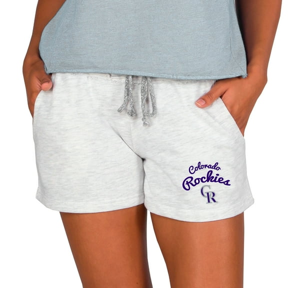 Women's Concepts Sport Ash Colorado Rockies Mainstream French Terry Tri-Blend Shorts