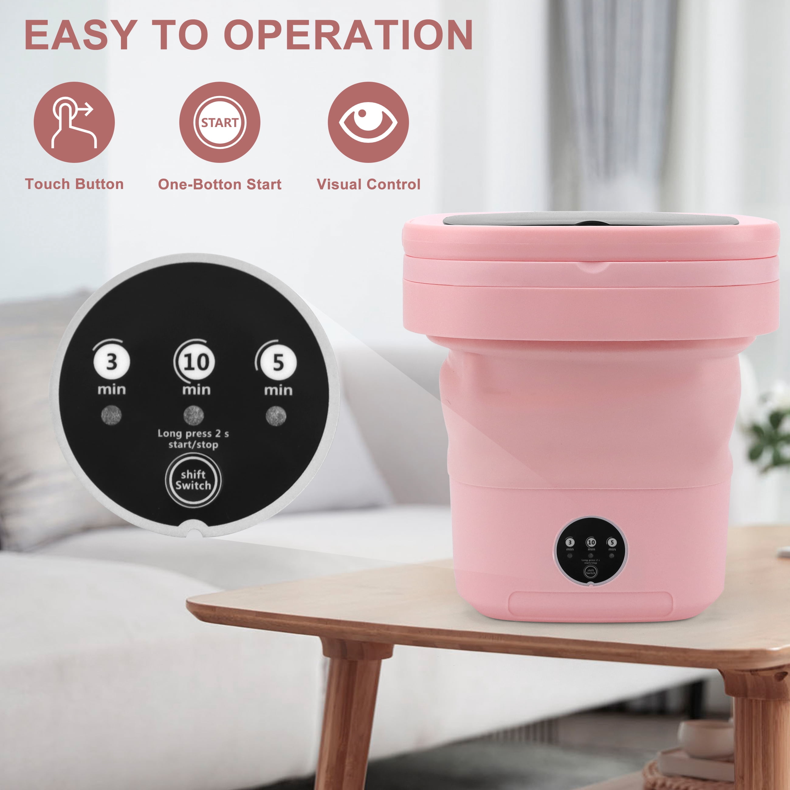 Hsfviop Portable Washing Machine, 11L Foldable Washer for Apartment, Camping, RV, Travel, Underwear, Socks