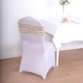 thumbnail image 6 of BalsaCircle 5 Gold Geometric Sequined Stretchable Spandex Chair Sashes Wedding Party Events Tableware Decorations, 6 of 8