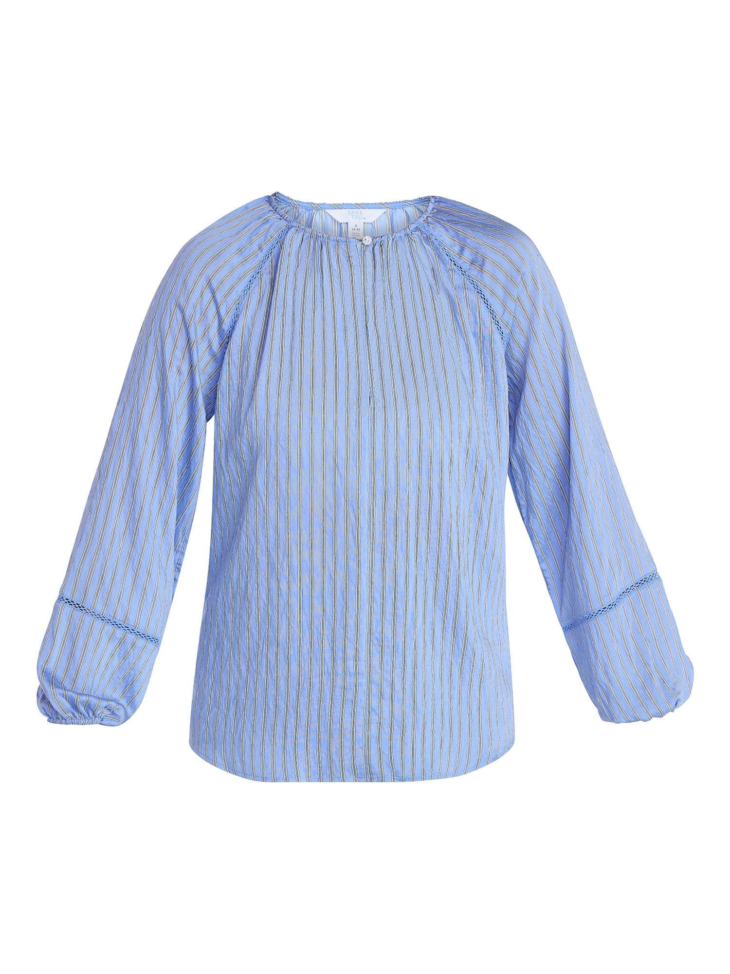 Time and Tru Women's Peasant Blouse with Long Sleeves, Sizes XS-XXXL