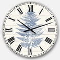 thumbnail image 1 of Designart 'Blue Fern Print On Wood I Traditional Wall Clock, 1 of 4