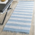 thumbnail image 2 of SAFAVIEH Montauk Cainneach Striped Cotton Runner Rug, Ivory/Turquoise, 2'3" x 7', 2 of 6
