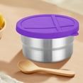 thumbnail image 2 of YIKA Tupperware Container Stainless Steel Fresh Keeping Box Children's Lunch Box Dividing Box Silicone Lid Sealed Snack Box Portable Seasoning Box Kitchen Storage Purple, 2 of 6
