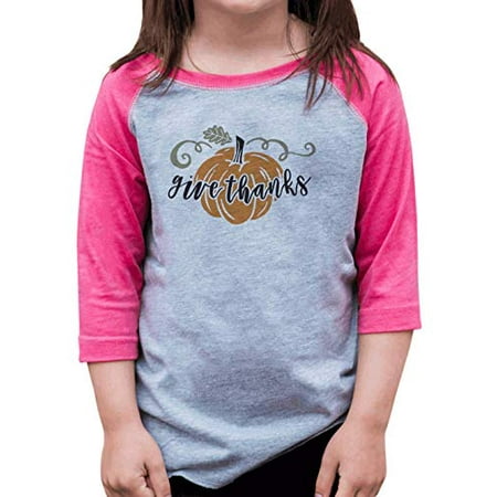 

7 ate 9 Apparel Girl s Give Thanks Pumpkin Raglan Pink