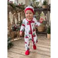 thumbnail image 5 of RUINIXCW Newborn Baby Girl Boy Christmas Outfit Footed Romper Infant Girl Boy Xmas Fall Winter Clothes Long Sleeve Zipper Footie Jumpsuit Hat Set, 5 of 10