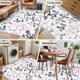thumbnail image 5 of Area Rug for Living Room, Grey Pink Botanical Non-Slip Indoor Large Carpet for Bedroom/Dining Room, Watercolor Spring Floral Summer Leaf Washable Low-Profile Floor Mat Runner Rugs - 2.7 x 5 Ft, 5 of 8