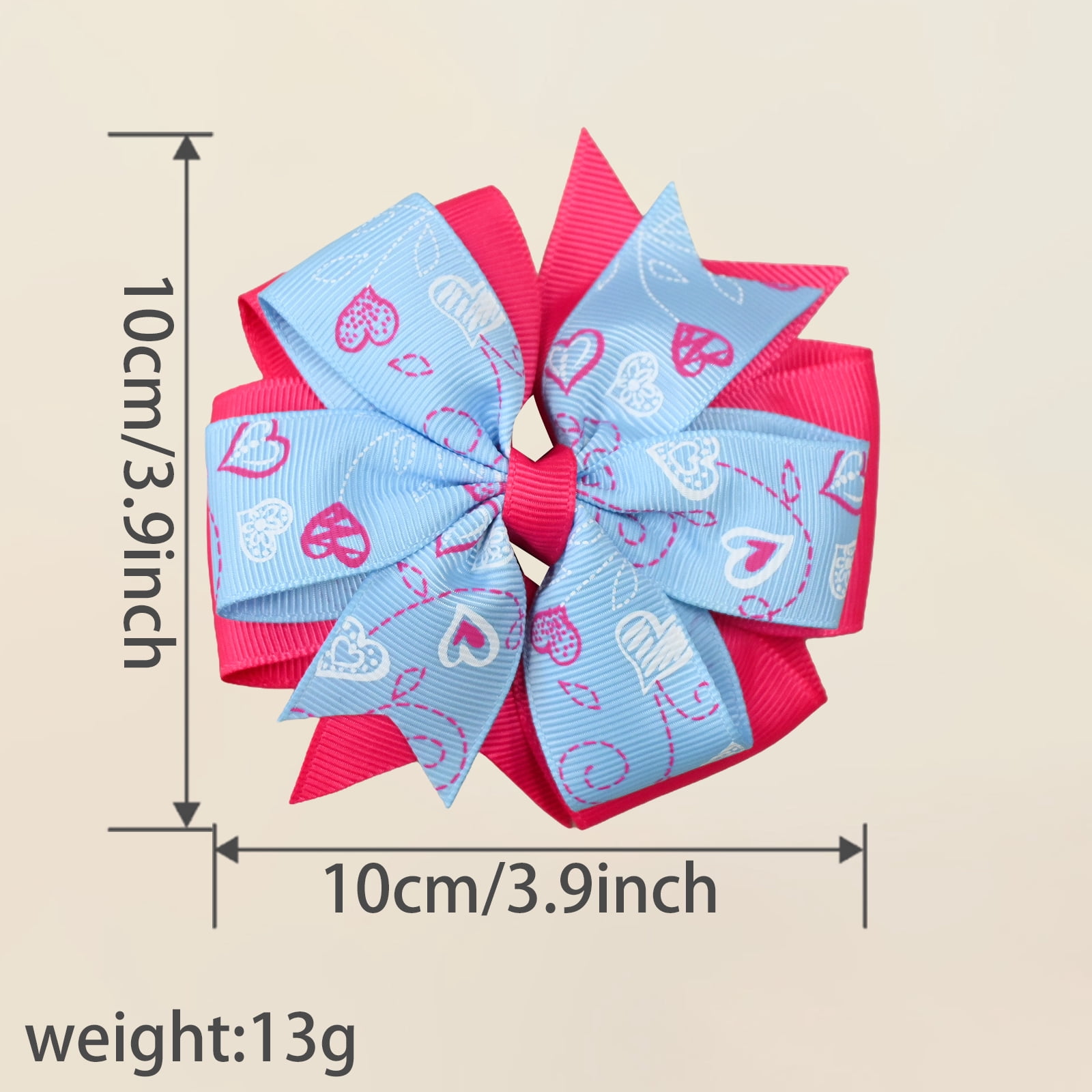 JoyBowie 18Pcs 4 Inch Valentine's Day Heart Print Cheer Bows with Alligator Clips for Girls Teens