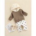 thumbnail image 3 of Qiylii Little Girls Boys Winter Outfit, Thickened Long Sleeve Hooded Sweatshirt Tops+Polka Dot Pants, 3 of 9