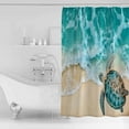thumbnail image 2 of Teal Sea Turtle Shower Curtain, 36" x 72", Beach Ocean Wave Summer Coastal Waterproof Bathroom Curtain Washable Shower Curtain Set with 12 Hooks, 2 of 6
