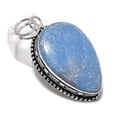 thumbnail image 2 of Natural Angelite Stone Gemstone Handmade 925 Sterling Silver Pendant 2.17", 2 of 2