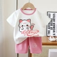 thumbnail image 2 of Zwiiyzr 3M-6Y Summer Toddler Baby Clothes Set Boys Girls Cute Printed Round Neck Short Sleeve Shorts Set Pink, 2 of 4