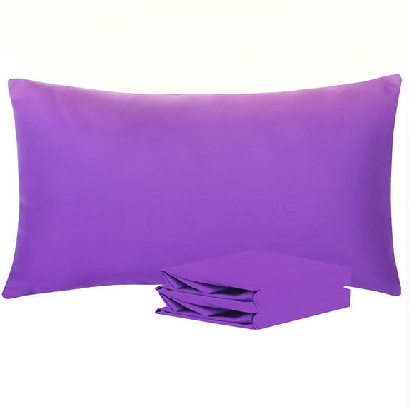 King Pillowcases Set of 2, 100% Brushed Microfiber, Soft and Cozy, Wrinkle, Fade, Stain Resistant with Envelope Closure, 20"x 36", Purple