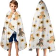thumbnail image 3 of Dogs with Sunflowers Hooded Bath Towel，60"x35" for Ages 3 To 12 Kids, Quick Dry Lightweight Soft Microfiber Hood Beach Towel Cover Up for Kids, 3 of 7