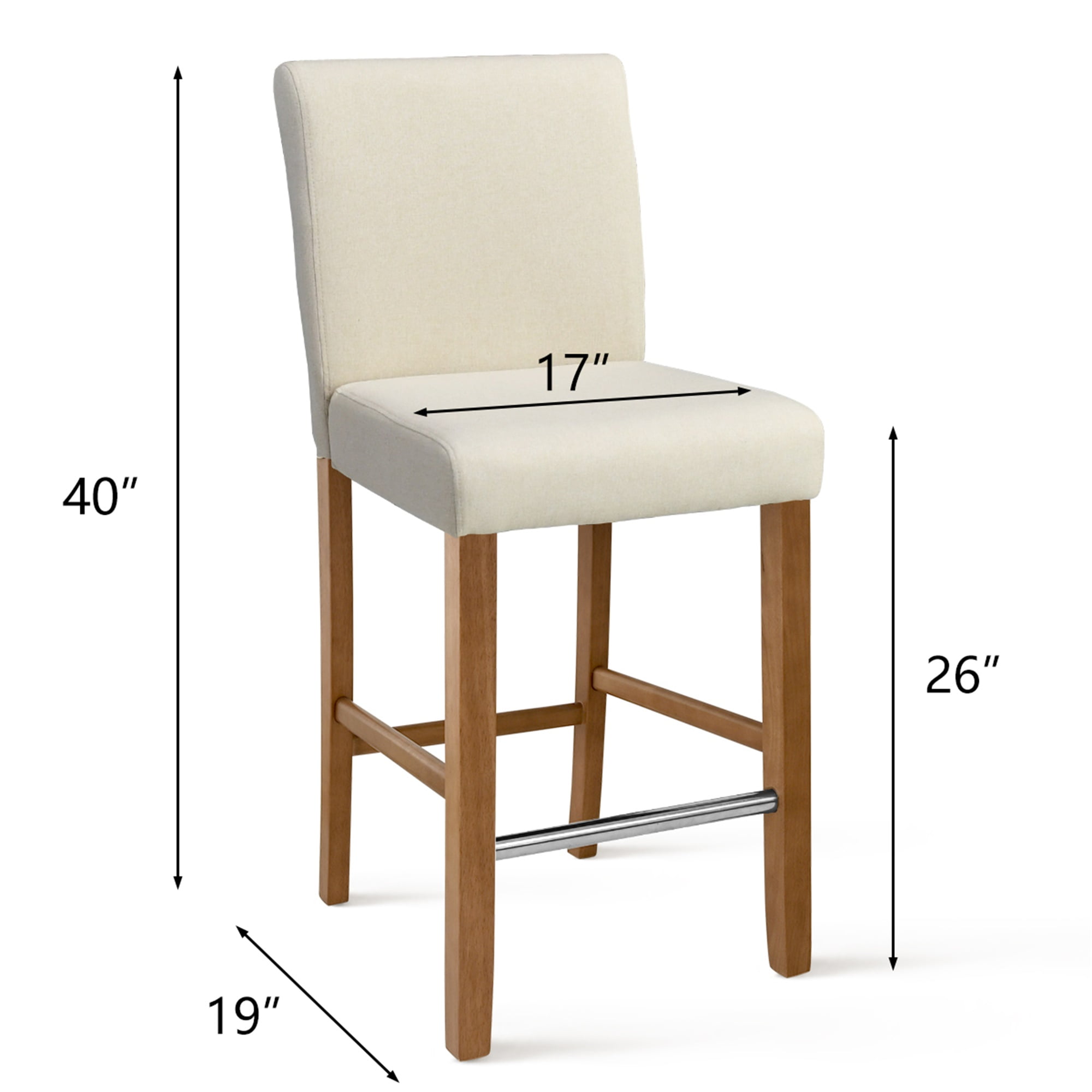 Kepooman 26" Seat Height Dining Set of 2, Modern Kitchen Upholstered Counter Height Leisure Chairs, Beige