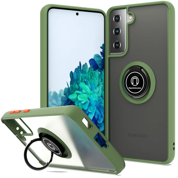 Coveron For Samsung Galaxy S21 5g Phone Case Ring Holder Kickstand Magnetic Mount Clear Hard Back Cover Rubber Bumper Army Green Walmart Com Walmart Com