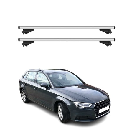 OMAC Cross Bars Roof Racks Aluminium for Audi A3 Sportback 2015-2020 Grey 2 Pcs Anti-Theft for Travel Kayak Canoe Surf Ski Snowboard Camping