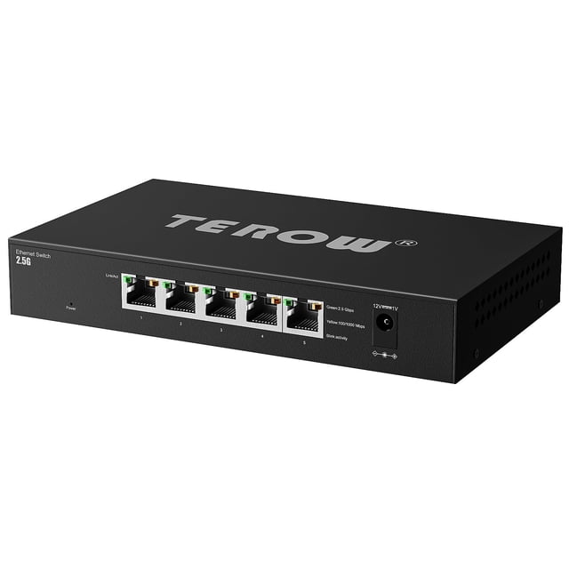 Conmutador Ethernet TEROW de 5 puertos, 2,5 G, 2,5 Gb, RJ45 Base-T Plug & Play
