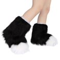 thumbnail image 6 of Fuzzy Paw Cosplay Soft Funny House Shoes Christmas Plush Beast Foot black and white, 6 of 10