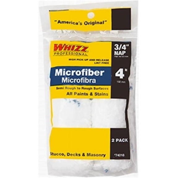 WHIZZ 74018 Mini Roller, All Paints, Stains Paint, 3/4 in Thick Nap, Microfiber Cover