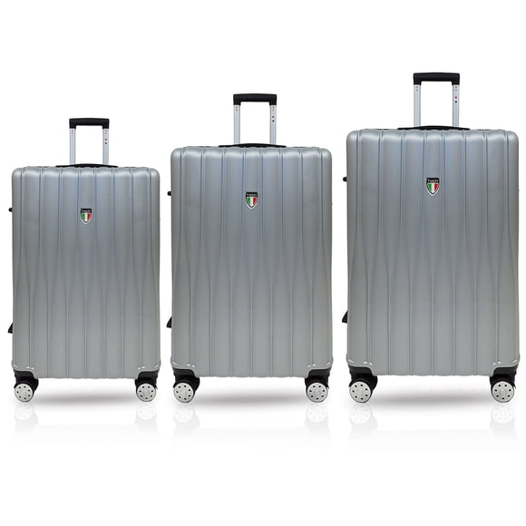TUCCI Italy BARATRO Ensemble de Valises Rigides Légères 3 Pcs avec Roues Pivotantes à 360 Degrés (20 Pouces/24 Pouces/28 Pouces) - Argent
