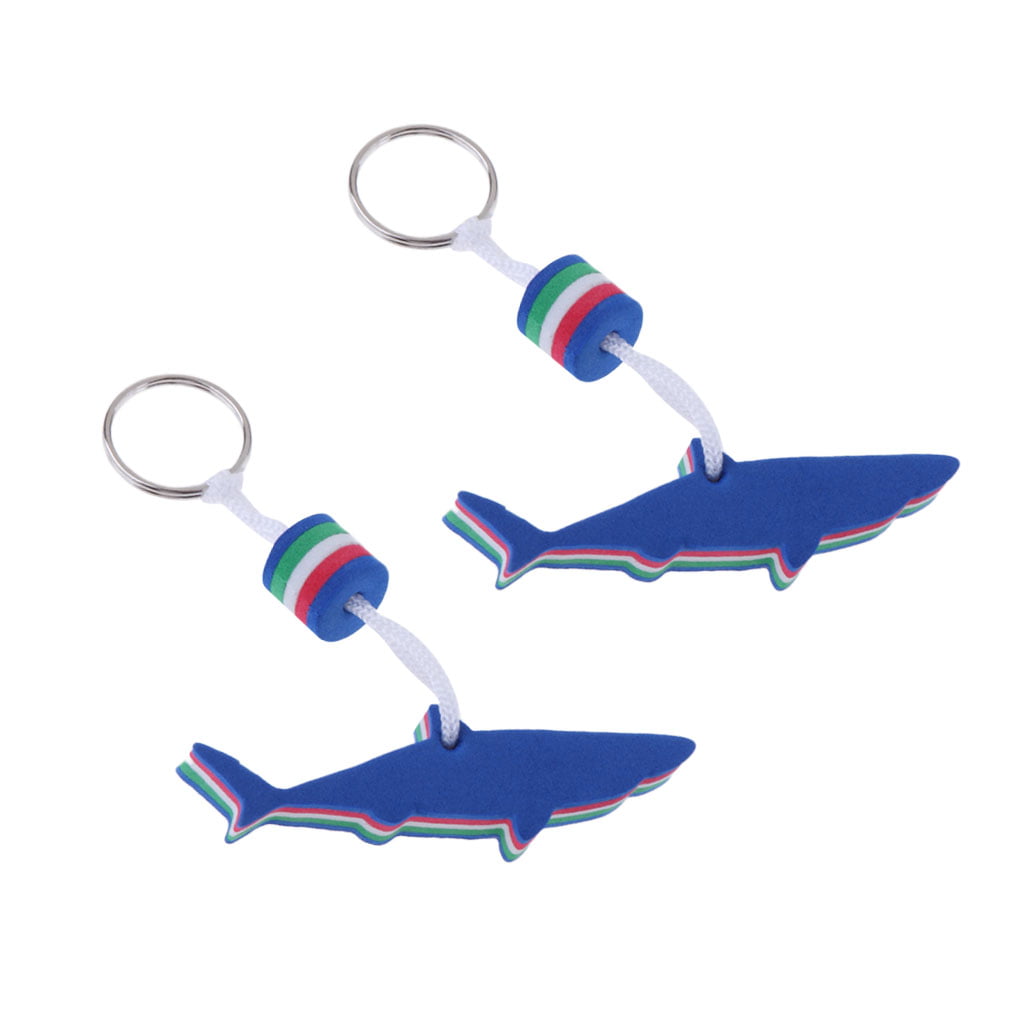 2Pcs Lightweight Floating Shark Keychain Keyring for Swim Surf Beach Sports 