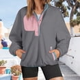 thumbnail image 2 of Towmus Sweatshirt for Women Plus Size Fuzzy Fleece Jacket Color Block Button Long Sleeve Pullover Casual Sweatshirts Tops, 2 of 6