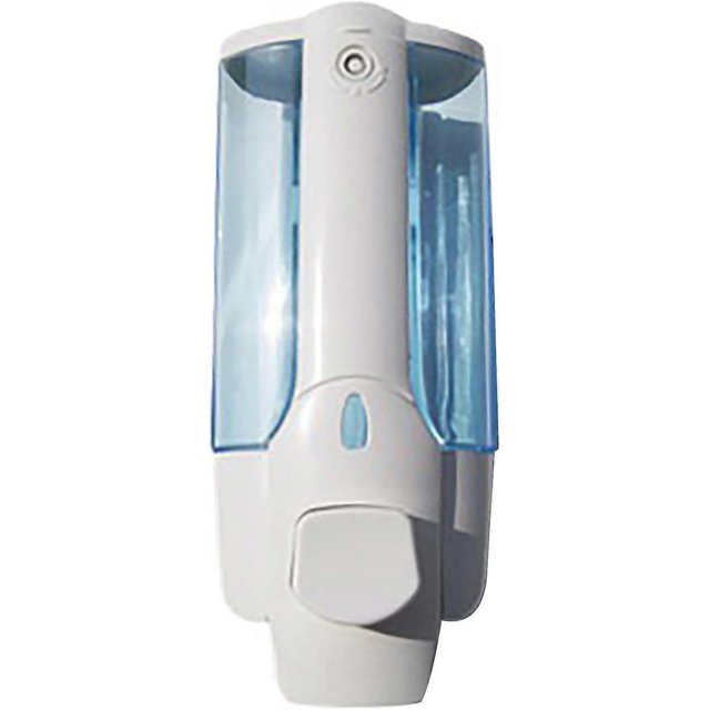 KAIYANG Dispensador de jabón manual, 350 ml, plástico ABS, para montaje en pared, rellenable, a prueba de fugas (azul)