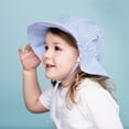 thumbnail image 2 of Jan & Jul Kids Sun-Hat with UV Protection, Adjustable Straps (XL: 5-12 years, Blue Stripes), 2 of 8