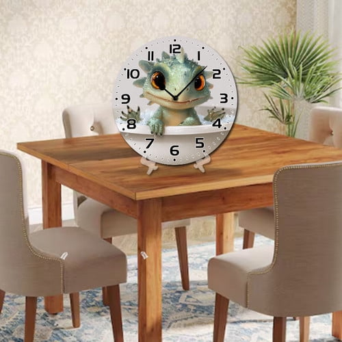 ZXCXRQFa Silent Clocks Cute Baby Dinosaur In Bathtub 10" Retro Vintage Clock Non-Ticking Silent Wood Wall Clocks Battery Operated Decor Retro Design for Kitchen/Living Room/Bedroom/Farmhouse