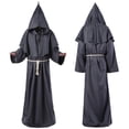thumbnail image 5 of Disfraz de monje medieval, disfraz de sacerdote mago, disfraz de Halloween, disfraz de cosplay de túnica de muerte, 5 of 5