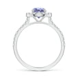thumbnail image 2 of Angara Natural 0.9 Ct. Tanzanite with Diamond Halo Ring in 14K White Gold for Women (Ring Size: 11.5), 2 of 9