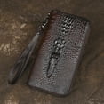 thumbnail image 2 of TAZAG men's long wallet genuine leather crocodile pattern business multi-card clutch bag head layer cowhide money clip, 2 of 6