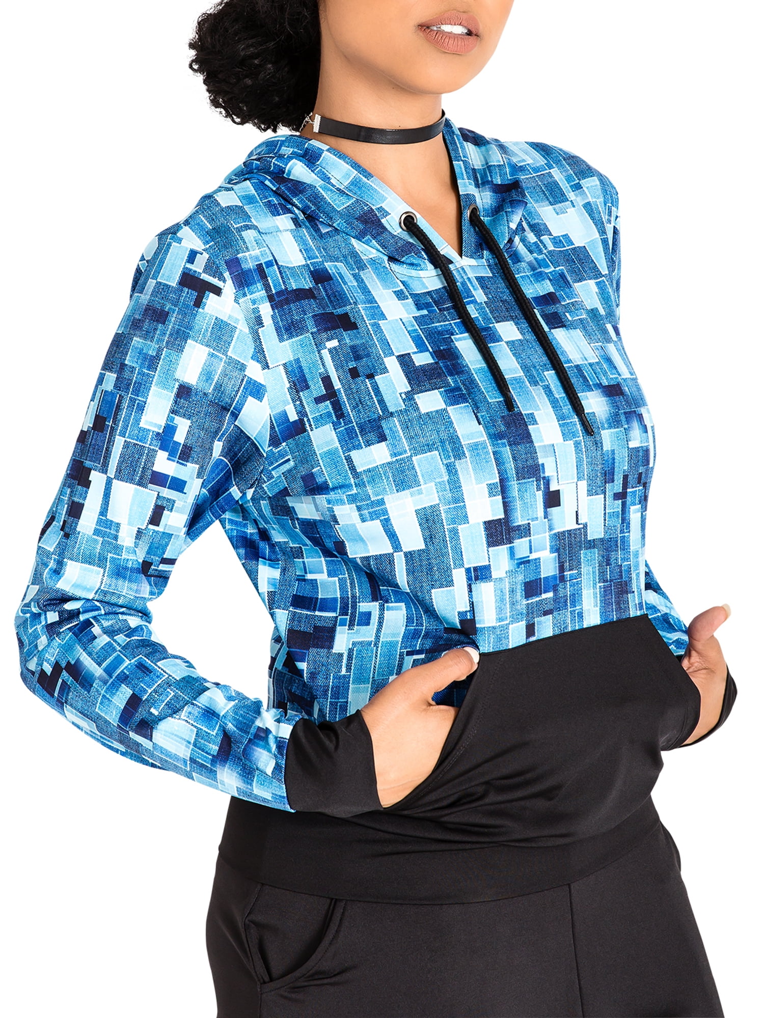 geometric print hoodie