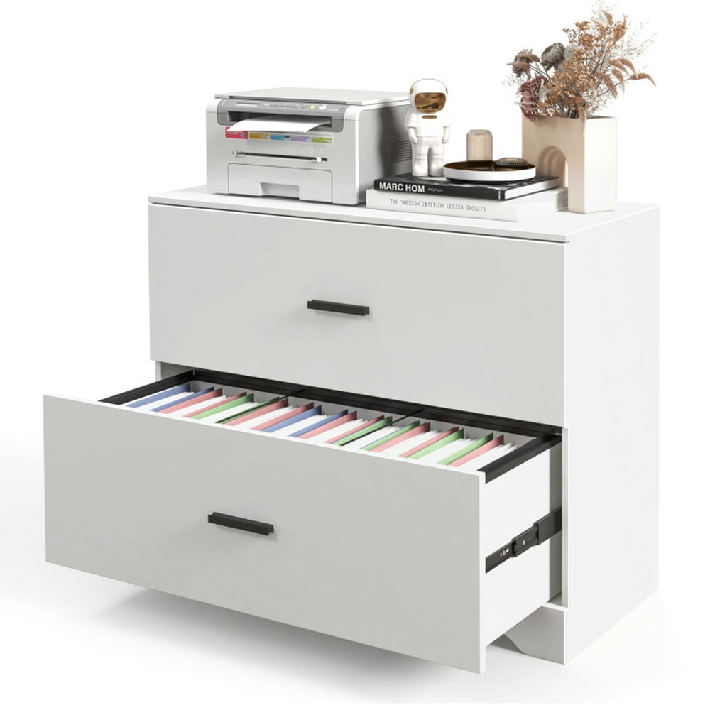 Demi Bonn 2-Drawer Lateral File Cabinet with Adjustable Bars for Home and Office, White