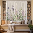 thumbnail image 3 of Flowers Lavender Kitchen Curtains, Retro Cottagecore Blooms Green Leaf Light Filtering Window Curtain Panels, 2Pcs Rod Pocket Window Treatments Set for Living Room Bathroom Bedroom 42x63 Inches, 3 of 9