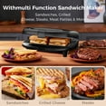 thumbnail image 6 of OSTBA 2-Slice Sandwich Maker and Panini Press Grill, 750W Fast Heating Breakfast Sandwich Maker with Removable Nonstick Plates, Compact Grill for Grilled Cheese, Sandwiches and Steaks, 6 of 11