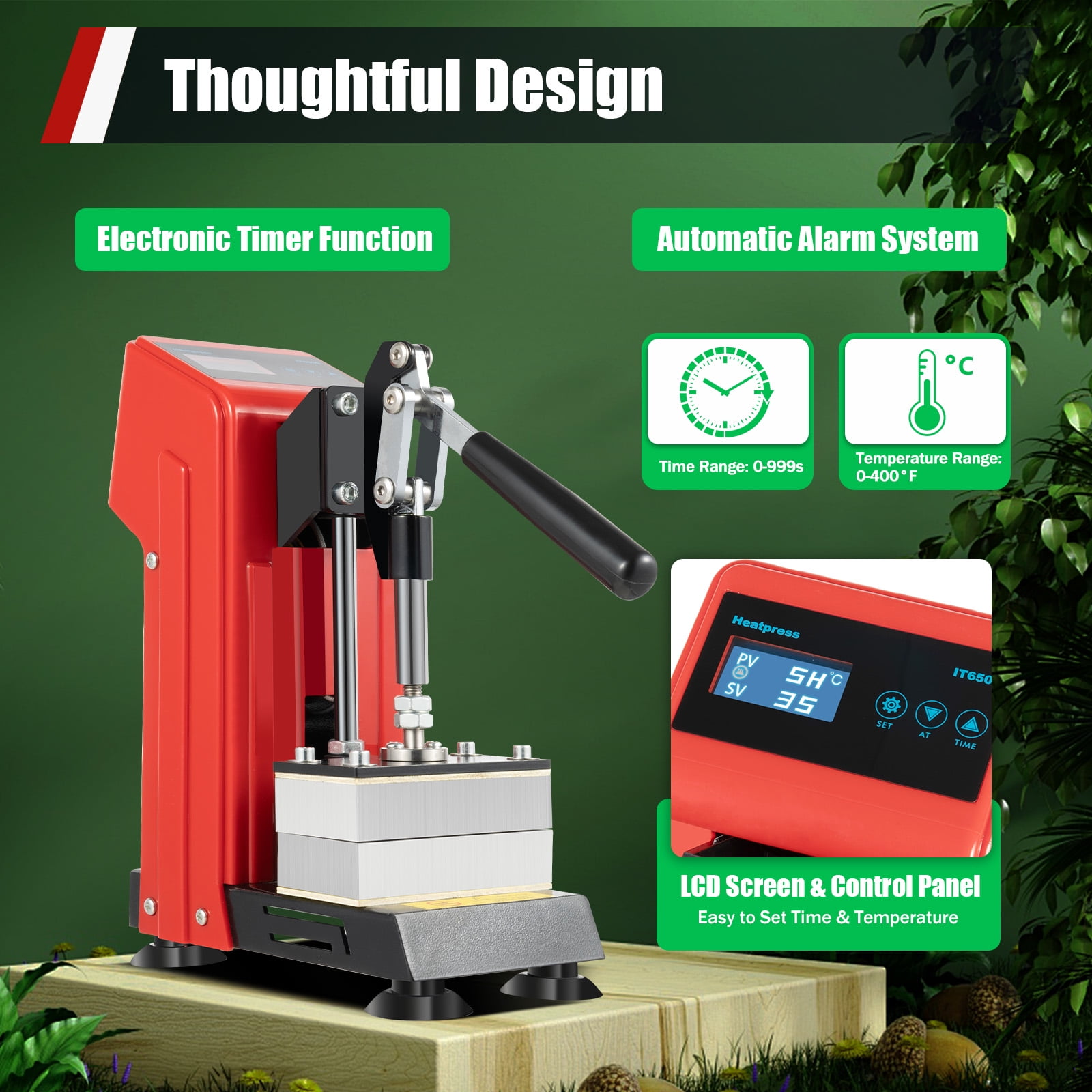 900W Heat Press Machine 6×12″ – Digital LCD Heat Transfer Press with Adjustable Pressure & Timer, Fast Heating & Over‑Heat Protection – Ideal for T‑Shirts, Vinyl, Leather, Craft Projects
